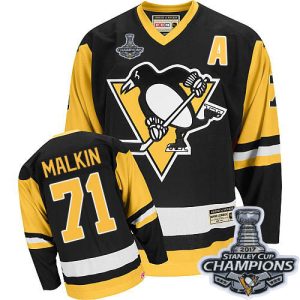 NHL Pittsburgh Penguins Trikot #71 Evgeni Malkin Authentic Throwback Schwarz CCM Stanley Cup Champions
